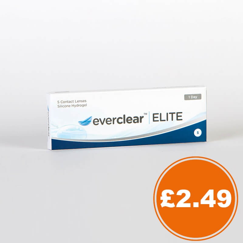 Bannière promotionnelle de boîte d'échantillons de lentilles de contact Everclear Elite