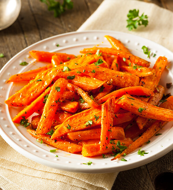 Plate of roasted carrots