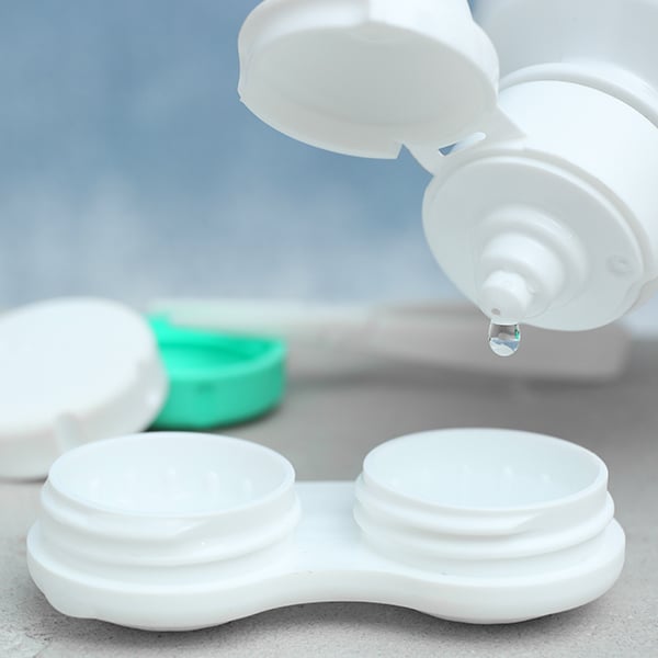 Only clean your contact lenses with solution