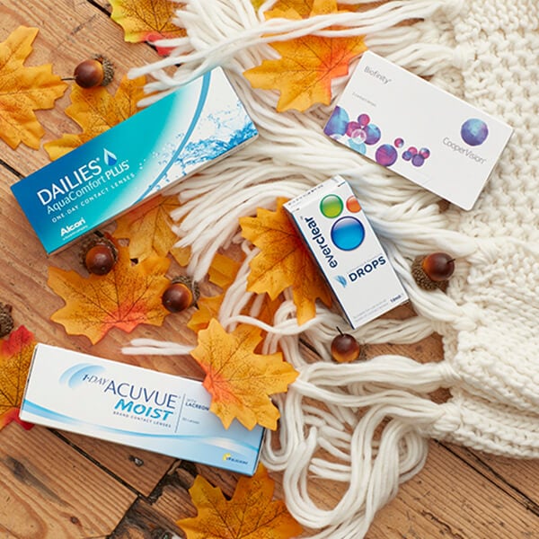 Contact lens products on a scarf