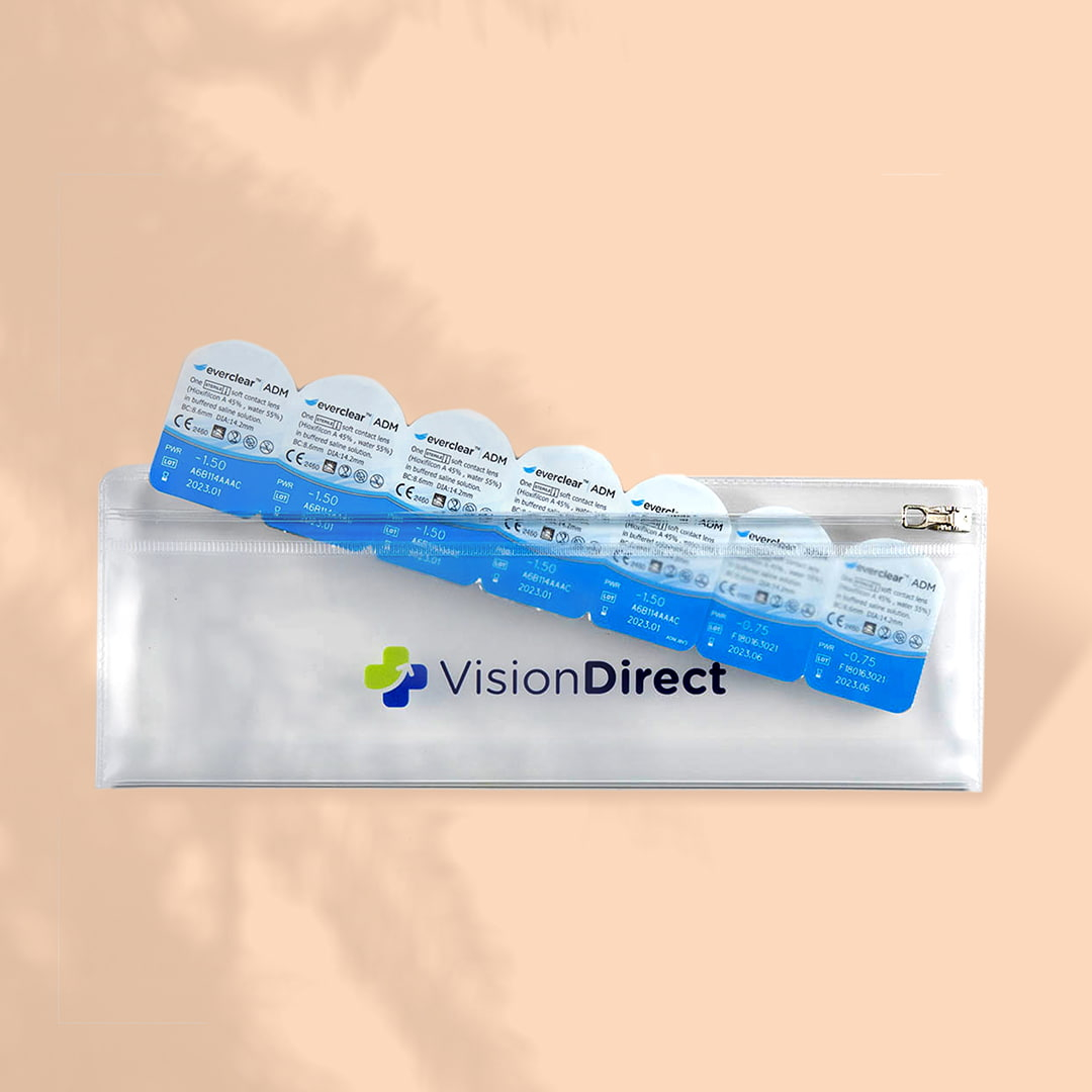 Zip-secured plastic travel case for contact lenses
